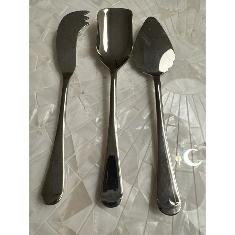 Gentry Silver Sheffield England ENGLISH TIP Stainless Cheese Serving Set